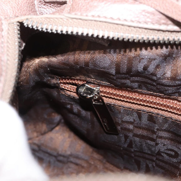 Salvatore Ferragamo Gancini Handtasche Leder Beige Silber Original 169577