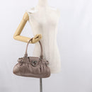 Salvatore Ferragamo Gancini Handtasche Leder Beige Silber Original 169577-24