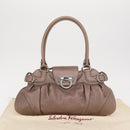 Salvatore Ferragamo Gancini Handtasche Leder Beige Silber Original 169577-12