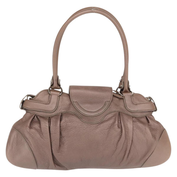 Salvatore Ferragamo Gancini Handtasche Leder Beige Silber Original 169577