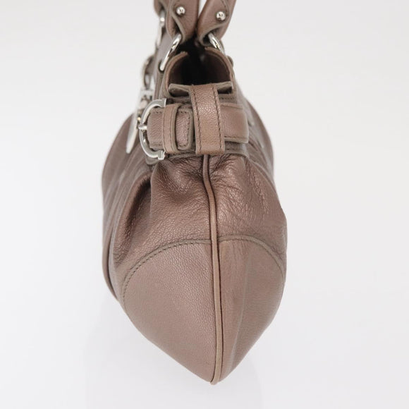 Salvatore Ferragamo Gancini Handtasche Leder Beige Silber Original 169577