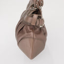 Salvatore Ferragamo Gancini Handtasche Leder Beige Silber Original 169577-4