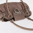 Salvatore Ferragamo Gancini Handtasche Leder Beige Silber Original 169577-6