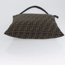 FENDI Zucca Canvas Shoulder Bag Black Brown Auth 169579-6