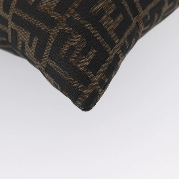 FENDI Zucca Canvas Shoulder Bag Black Brown Auth 169579