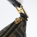 FENDI Zucca Canvas Shoulder Bag Black Brown Auth 169579-10