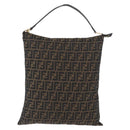 FENDI Zucca Canvas Shoulder Bag Black Brown Auth 169579-13