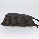 FENDI Zucca Canvas Shoulder Bag Black Brown Auth 169579-3