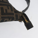 FENDI Zucca Canvas Shoulder Bag Black Brown Auth 169579-4
