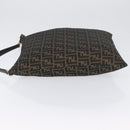 FENDI Zucca Canvas Shoulder Bag Black Brown Auth 169579-5