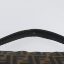 FENDI Zucca Canvas Shoulder Bag Black Brown Auth 169579-9