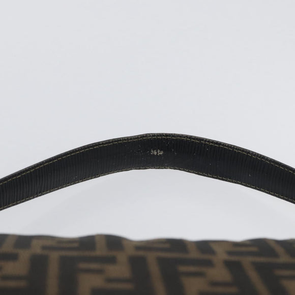 FENDI Zucca Canvas Shoulder Bag Black Brown Auth 169579
