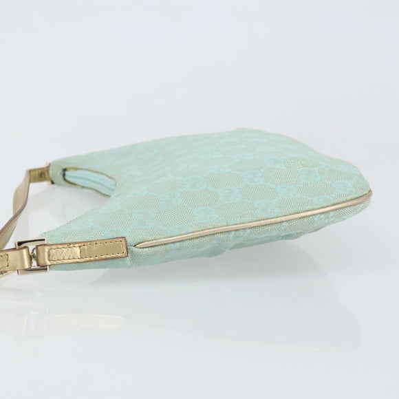 GUCCI GG Canvas Shoulder Bag Green Gold 005 0813 Auth 169580V