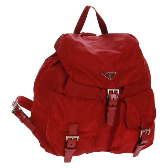 PRADA Backpack Nylon Red Silver Auth 169589V