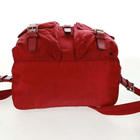 PRADA Backpack Nylon Red Silver Auth 169589V