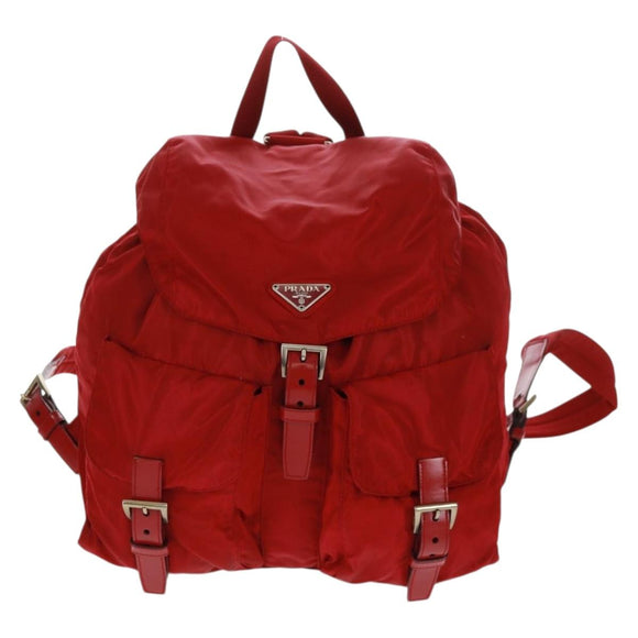 PRADA Backpack Nylon Red Silver Auth 169589V