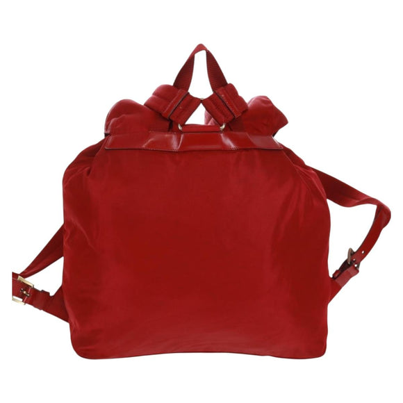 PRADA Backpack Nylon Red Silver Auth 169589V