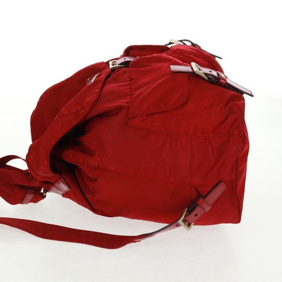 PRADA Backpack Nylon Red Silver Auth 169589V