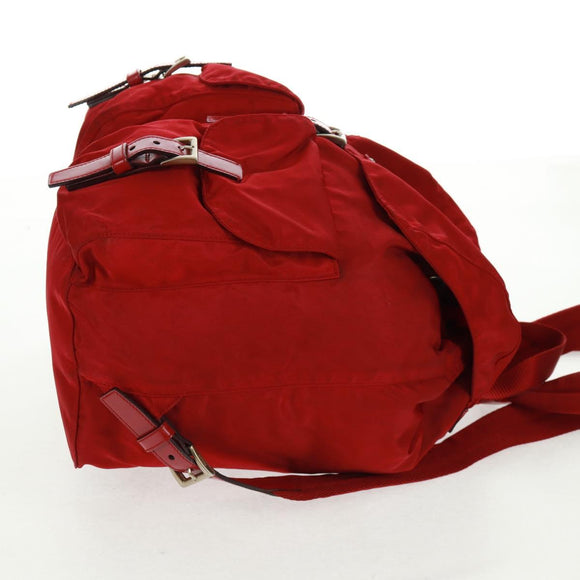 PRADA Backpack Nylon Red Silver Auth 169589V
