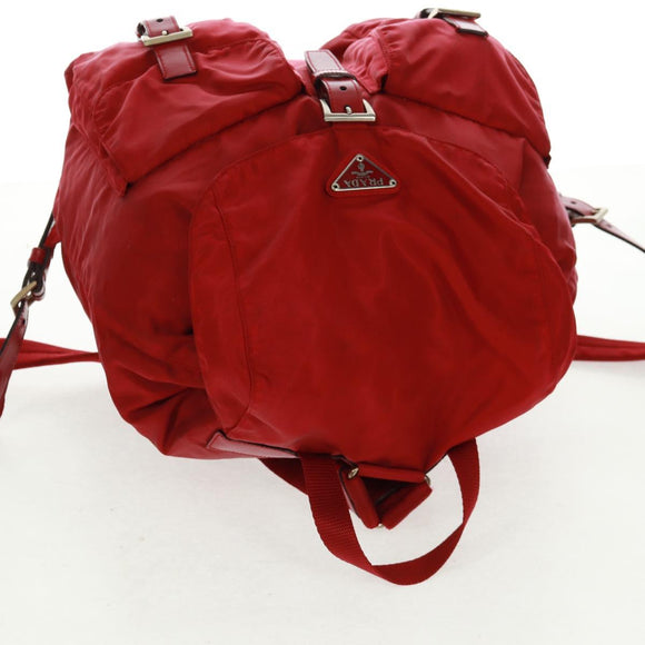 PRADA Backpack Nylon Red Silver Auth 169589V
