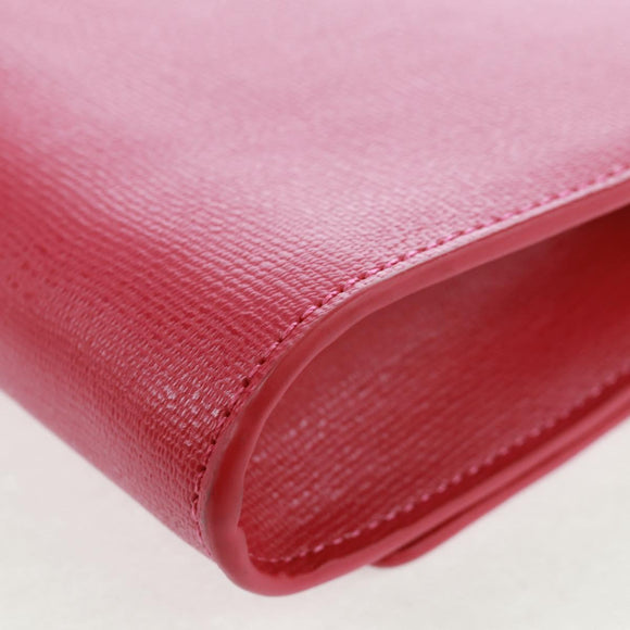 SAINT LAURENT Y line Clutch Bag Leather Pink Gold Auth 169595V