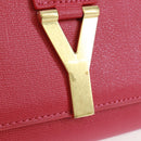 SAINT LAURENT Y line Clutch Bag Leather Pink Gold Auth 169595V-8