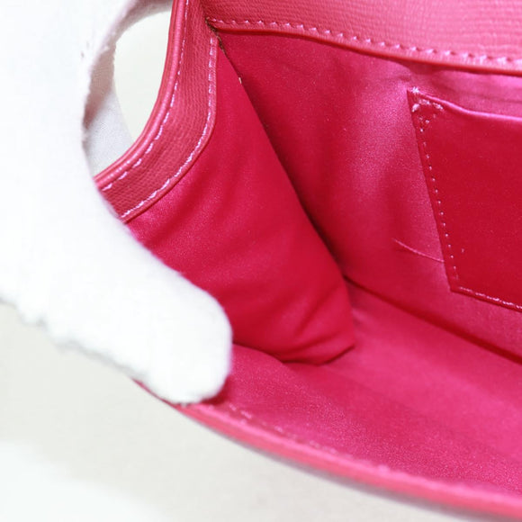 SAINT LAURENT Y line Clutch Bag Leather Pink Gold Auth 169595V