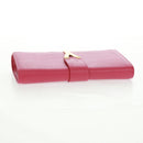 SAINT LAURENT Y line Clutch Bag Leather Pink Gold Auth 169595V-5