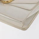 CELINE Hand Bag Leather White Gold Auth 169597-15