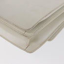 CELINE Hand Bag Leather White Gold Auth 169597-17