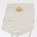 CELINE Hand Bag Leather White Gold Auth 169597-9