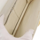 CELINE Hand Bag Leather White Gold Auth 169597-10