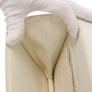 CELINE Hand Bag Leather White Gold Auth 169597-22