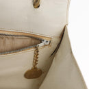 CELINE Hand Bag Leather White Gold Auth 169597-11