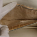 CELINE Hand Bag Leather White Gold Auth 169597-12