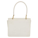 CELINE Hand Bag Leather White Gold Auth 169597-2