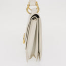 CELINE Hand Bag Leather White Gold Auth 169597-3