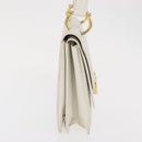 CELINE Hand Bag Leather White Gold Auth 169597-4