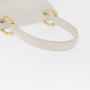 CELINE Hand Bag Leather White Gold Auth 169597-7