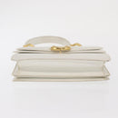 CELINE Hand Bag Leather White Gold Auth 169597-5