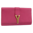 SAINT LAURENT Y Line Clutch Bag Leather Pink Gold 311213 Auth 169599V-1