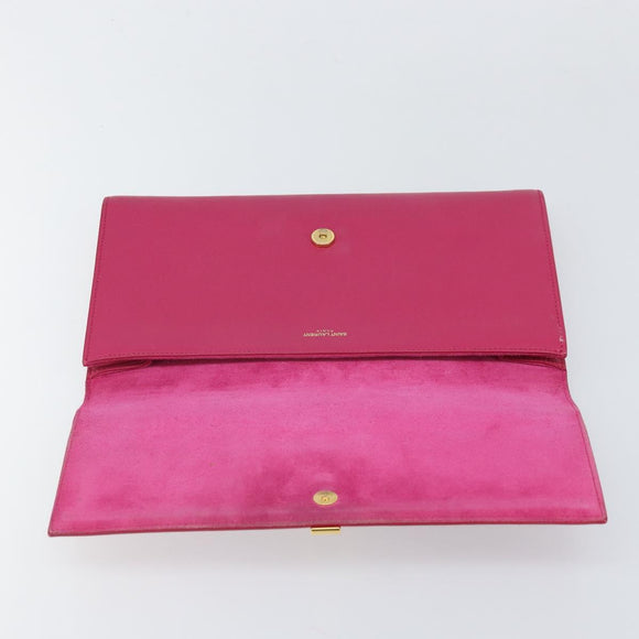 SAINT LAURENT Y Line Clutch Bag Leather Pink Gold 311213 Auth 169599V