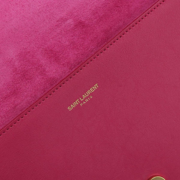 SAINT LAURENT Y Line Clutch Bag Leather Pink Gold 311213 Auth 169599V
