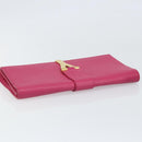 SAINT LAURENT Y Line Clutch Bag Leather Pink Gold 311213 Auth 169599V-5