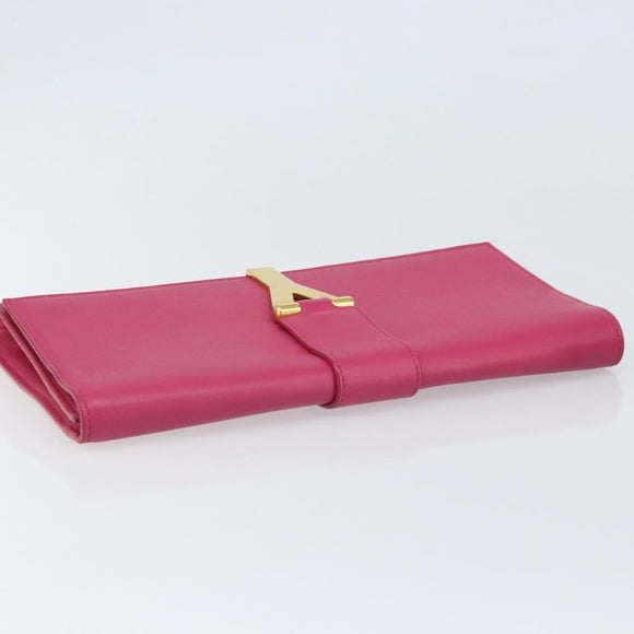 SAINT LAURENT Y Line Clutch Bag Leather Pink Gold 311213 Auth 169599V