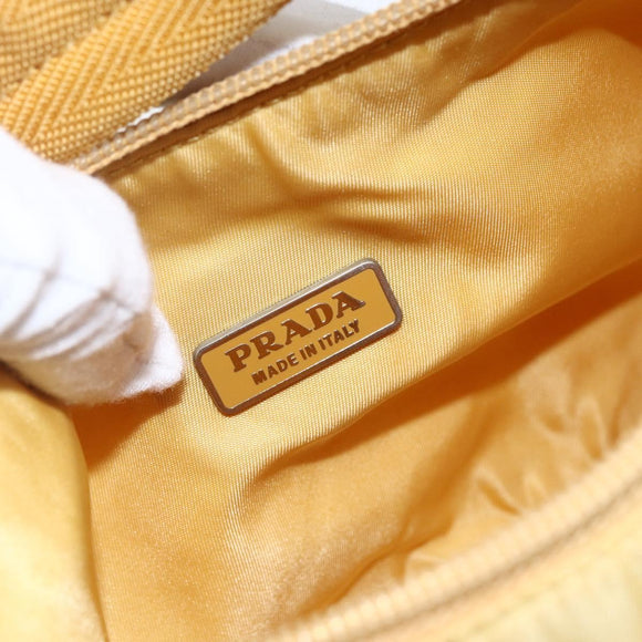 PRADA Hand Pouch Nylon Yellow Auth 169603