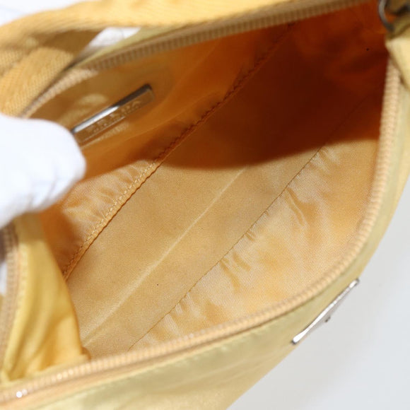 PRADA Hand Pouch Nylon Yellow Auth 169603