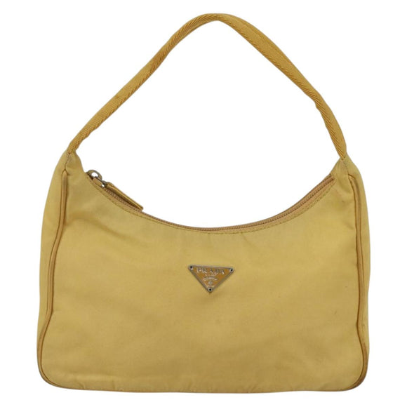 PRADA Hand Pouch Nylon Yellow Auth 169603