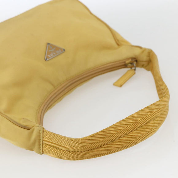 PRADA Hand Pouch Nylon Yellow Auth 169603