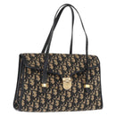Christian Dior Trotter Canvas Hand Bag Navy Gold Auth 169605-1